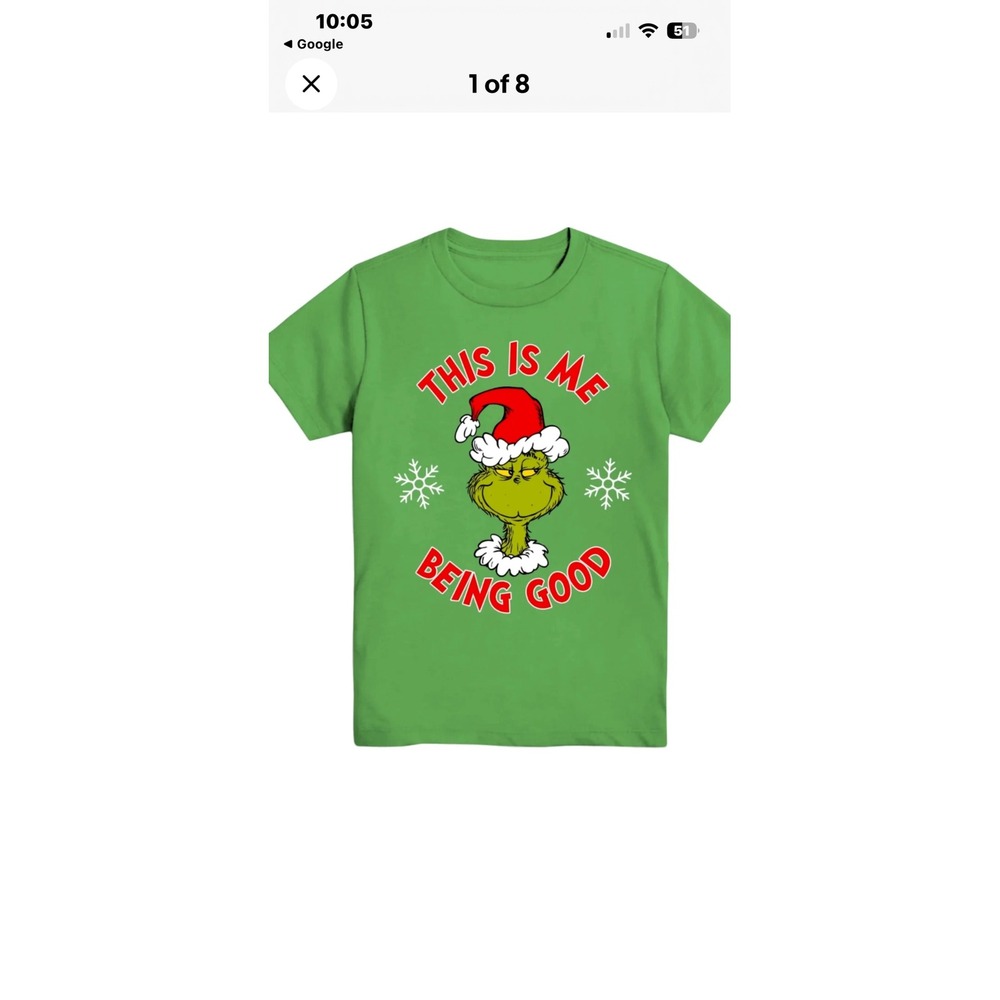 Dr.‎ Seuss The Grinch Kids Green Christmas Graphic T-Shirt This Is Me Being Good